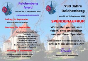 Mehr über den Artikel erfahren Ankündigung und Spendenaufruf zur 790-Jahrfeier 19.-21.09.2025 in Reichenberg